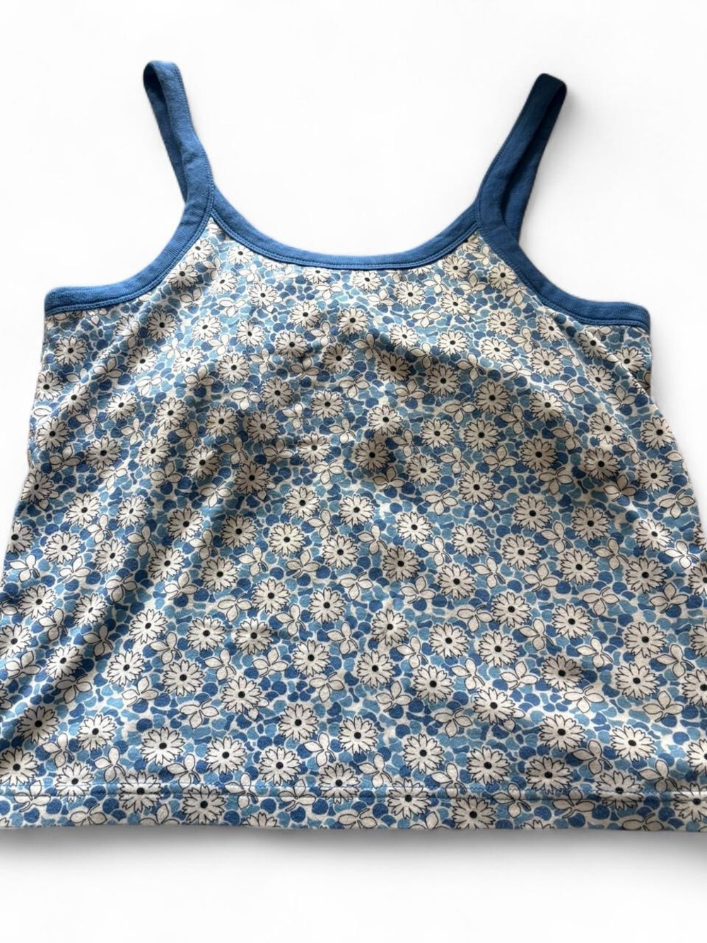 Blue Floral Trim Camisole Tank Top